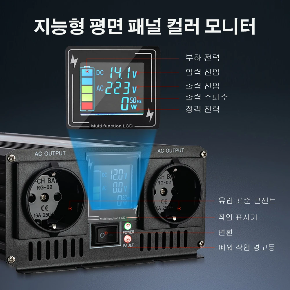 RDDSPON Pure Sine Wave Inverter 4000W 5000W 6000W Double EU Socket DC 12V 17V 24V 48V To AC 220V 60Hz Voltage Converter Inverter 썸네일 2