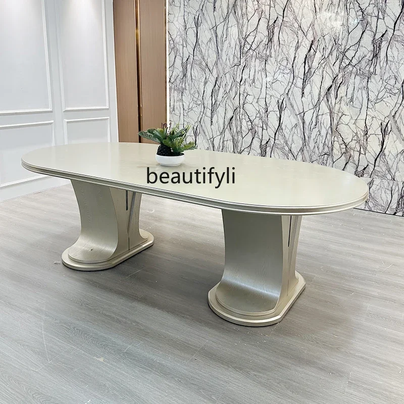 

ss K178American light luxury solid wood dining table and chair combination European retro old rectangular household French dinin