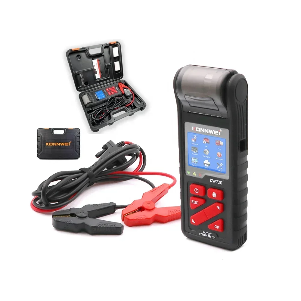 Factory OEM ODM KONNWEI KW720 6V 12V 24V Digital Car Battery Tester with Printer with Color Screen