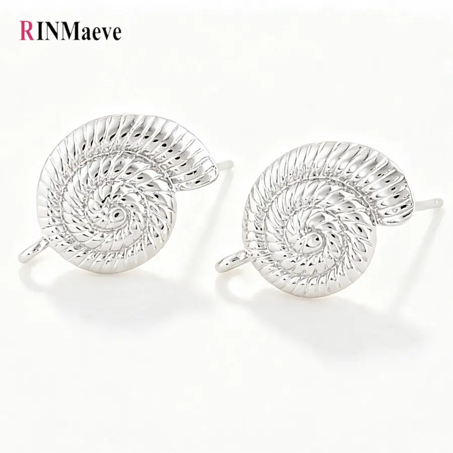 6PCS 18K Gold Color Plated Brass 11*16MM Snail Stud Earrings High Quality Diy DIY Jewelry Making Finding Accessories