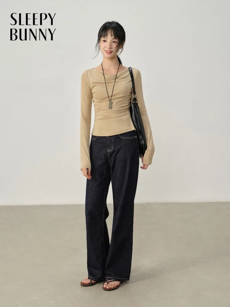 

Women Base Layer Inner T Shirt Lyocell Draped Neck Spring Slimming Stretchy Long Sleeve Top for Lady Elegant Chic Casual Outfit