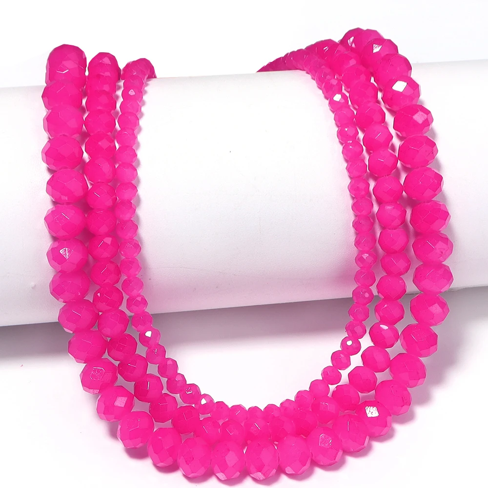4 6 8mm Faceted Crystal Beads Hot Pink Rondelle Glass Loose Spacer Beads For Jewelry Making DIY Bracelet Necklace Accessories image 4