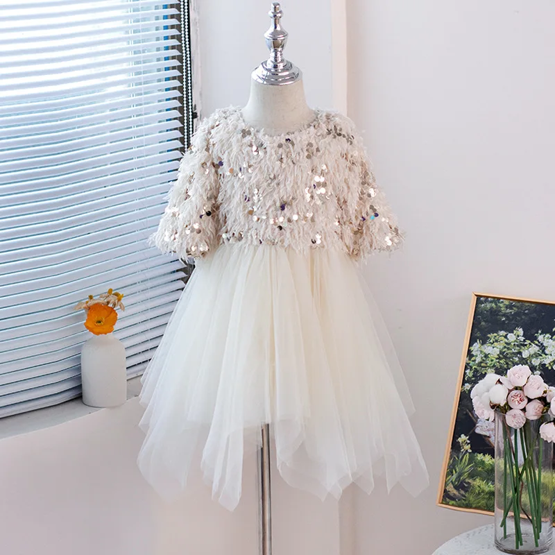 Kid New Girls 2024 Elegant Princess Dresses Luxury Prom Festive Dress For From 2 To 7 Years Baby One Piece Clothes Kids Outfits