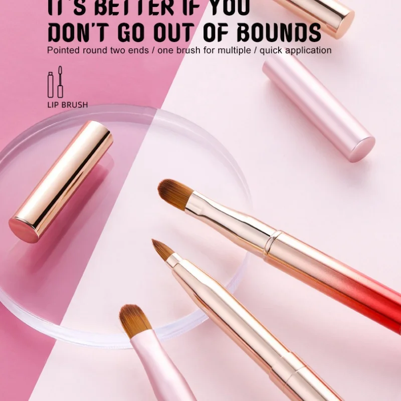 Retractable Lipstick Brushes Double Headed Professional Lip Gloss Brush Applicator with Protect Cap Women and Girls Makeup Tool