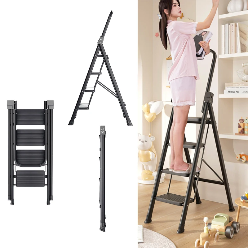 

Home Folding Ladder Step Stool Portable Sturdy Steel Ladder Stool for Adults with Wide Pedals Home Outdoor Kitche