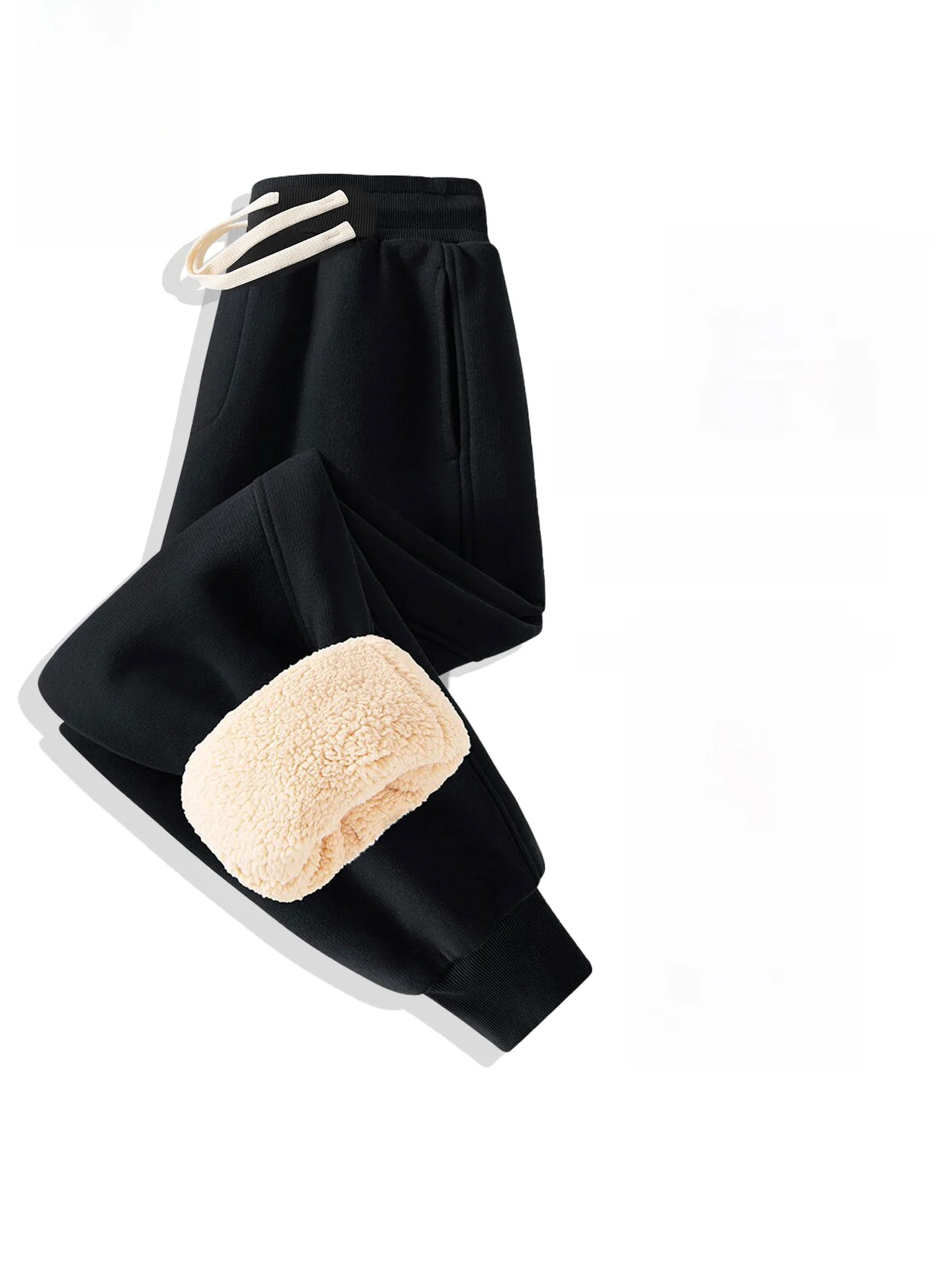 

Men's Thiened Lamb Velvet Fce Lined Slim Fit Casual Sweatpants Winter Cotton Trousers Youth Faion