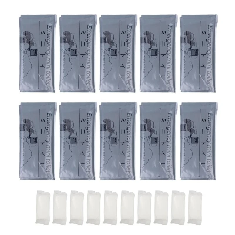 R6FA 10pcs حقيبة البولية في حالات الطوارئ لرحلات الطرق السريعة تمتص المسحوق القابل للتصرف في حقيبة البول التي يمكن التخلص منها