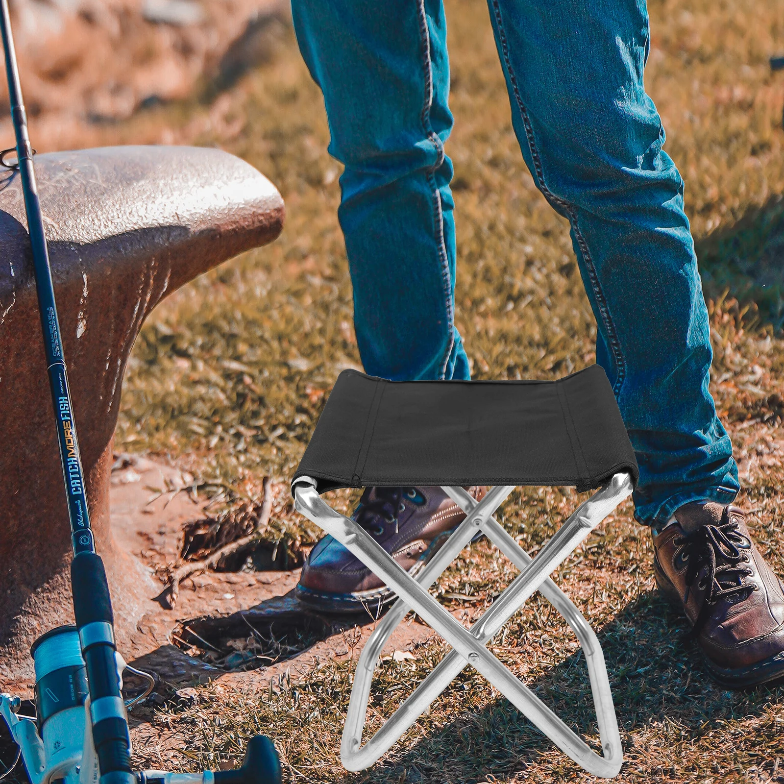 

Portable Aluminum Alloy Folding Stool Chair 600D Oxford Cloth 100Kg Load Carry Bag Beach Camping Fishing Outdoor Seat
