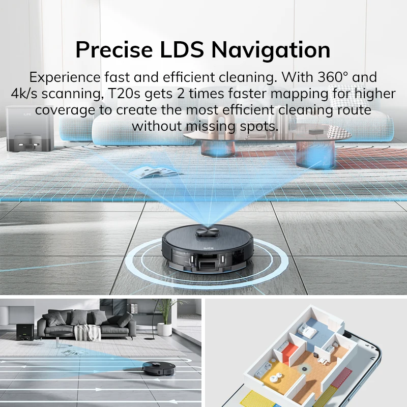 ILIFE T20S Robot Vacuum Cleaner 5000Pa Suction Power LDS Navigation App Control Cleaning Vacuum And Mopping Wet Dry Sweeping