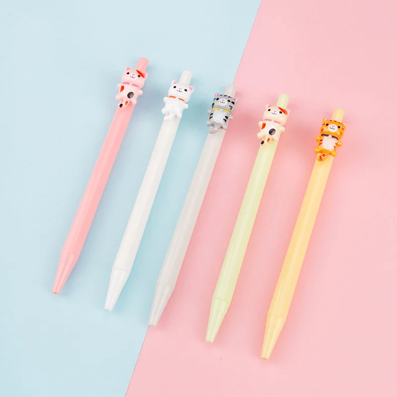 5pcs/lot Creative Cat Ballpoint Pen Creative Black ink Ball Pens Promotional Gifts School Writing Supplies