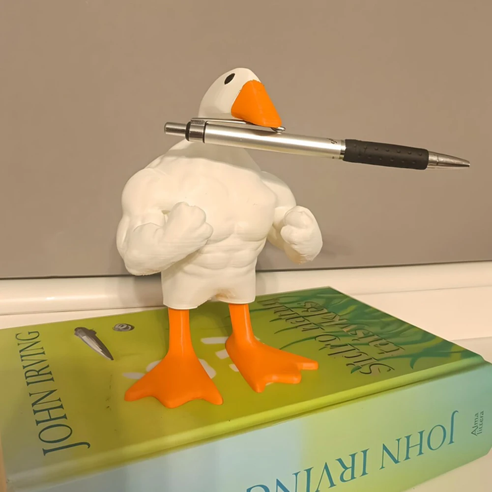 المغناطيسي أوزة مفتاح حامل العضلات بطة تمثال حلية مضحك برتقالي بطة تمثال الراتنج لطيف المزحة الكمامة هووسورمينغ هدية #5