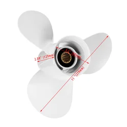 For Yamaha 40-60HP Marine Propeller 11 x 15-G Boat Outboard 663-45943-02-EL Aluminum White 3 Blades 13 Spline Tooth