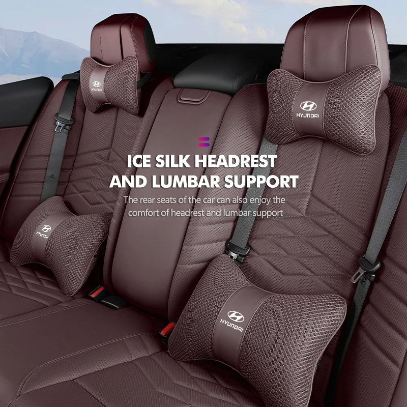 Car Ice Silk Neck Pillows Protector Waist Backrest Protective For Hyundai Creta SantaFe Kona Genesis Equus Coupe Azera ioniq