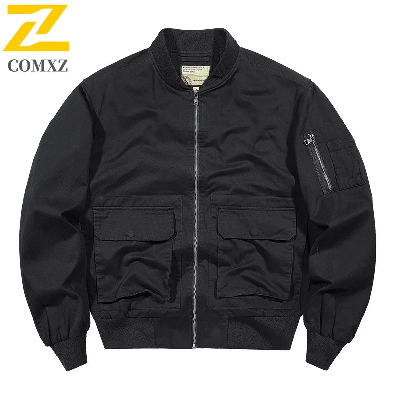 COMXZ البيسبول طوق سترة عادية الرجال في الهواء الطلق الدراجات الرياح مقاومة دراجة نارية معطف الراقية النمط الحضري الخريف ملابس جديدة #5