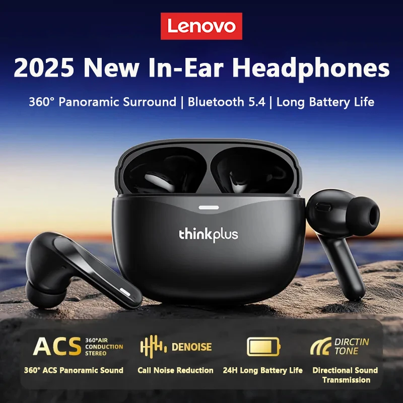 Lenovo XT52 Earphones Wireless Bluetooth V5.4 HD Call HIFI Stereo Sound Sports Earbuds Long Endurance Noise Reduction Headphones