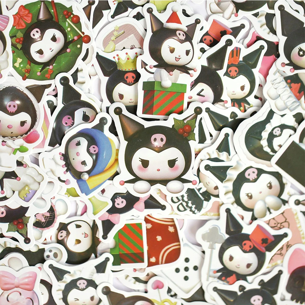 Engraçado Sanrio Anime Kuromi Adesivos para Crianças, Brinquedos bonitos adesivos dos desenhos animados, Garrafa de água do telefone, Scrapbook Graffiti Decalques, 10 Pcs, 30 Pcs, 50 Pcs, 100Pcs