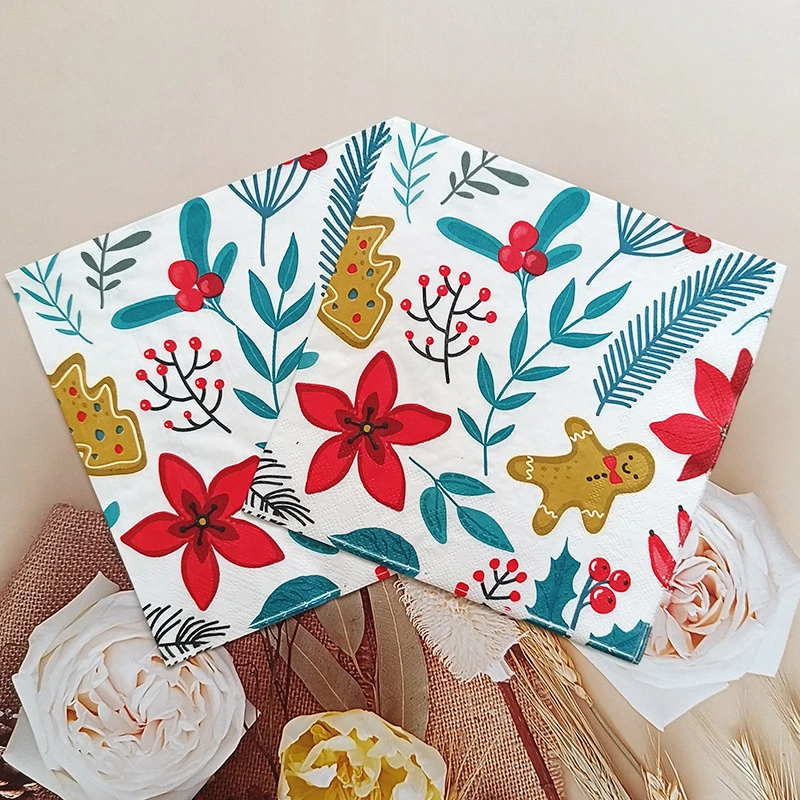 20Pcs Party Theme Printed Paper Napkins, 2-Ply Disposable Napkins for Baby Shower Birthday Party - Table Decor Tissue Supplies