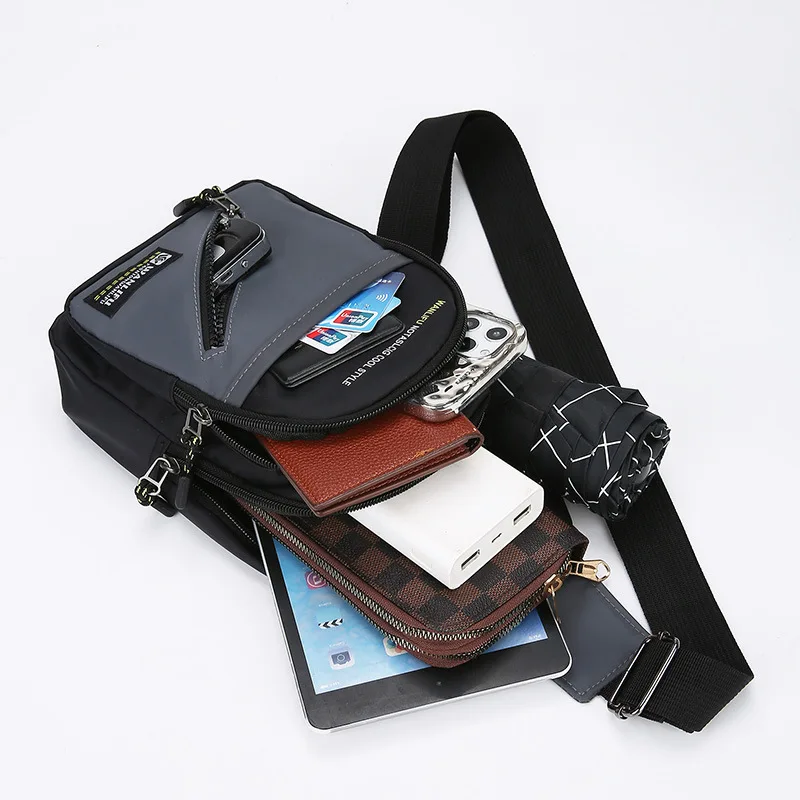 Wear-resistant Men\'s Business Chest Bag Korean Style Multi-layered Multi-pocket Shoulder Crossbody Bag Sports Backpack