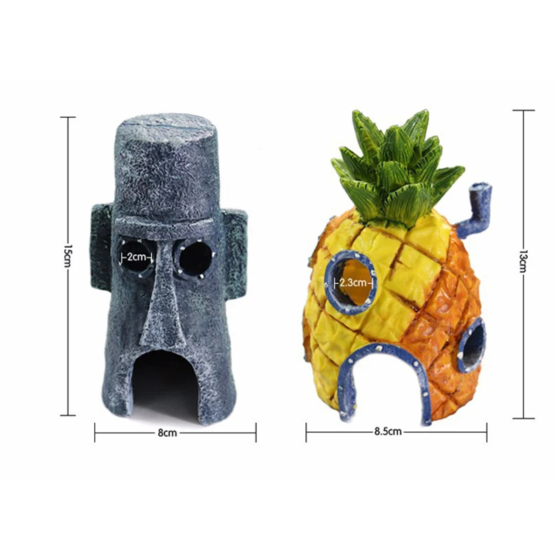 Aquarium Decoration Fish Tank Cartoon House Castle Pineapple Astronaut Float Aquarium Fish Tank Landscaping Accessories