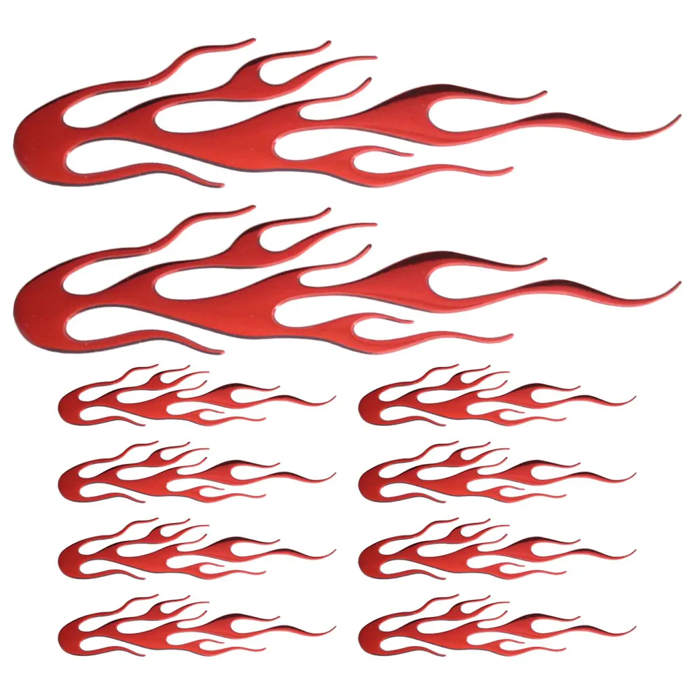 

10 Pcs Car Decals 3D Personalized Stickers Automotive Decorative Body Side Applique Door Red Mirror Decoration