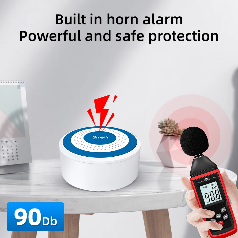 Home Alarm Mini Alarm Siren Wireless 433MHz Sound & Light Indoor strobe siren High Decibel Horn Siren For Home Security
