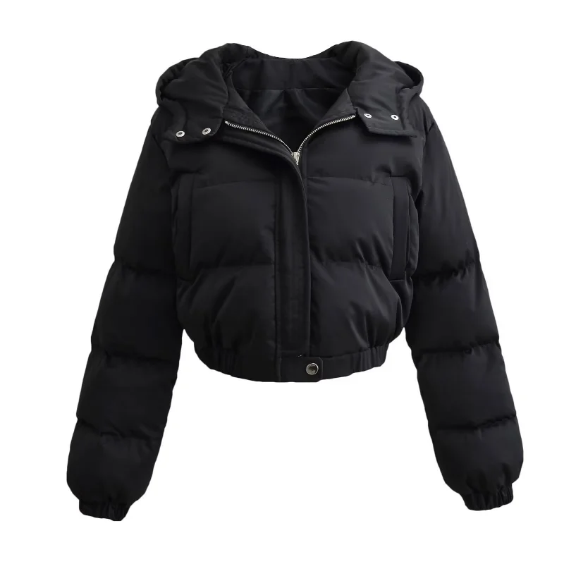 Women Turn-Down Collar Cotton Coat, Casual Jacket, High Quality Clothes, Short Pockets, Zippers, Warm, New, Autumn, Winter