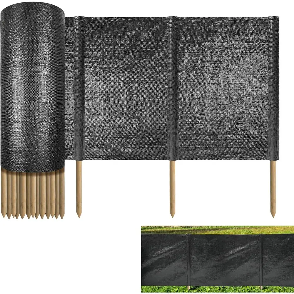 Eco-Friendly Silt Fence with 3-Ton Capacity and 20 Wooden Stakes for Erosion Control at Construction Sites, Landscaping, and Yar