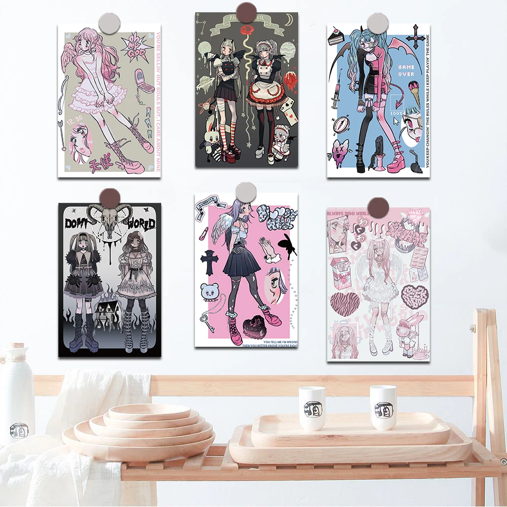 10PCS 10×15CM domi Girls Ins Fashion Cool Poster Wall Stickers Chart Prints Home Living Bed Room Decor Art Bar Picture Painting