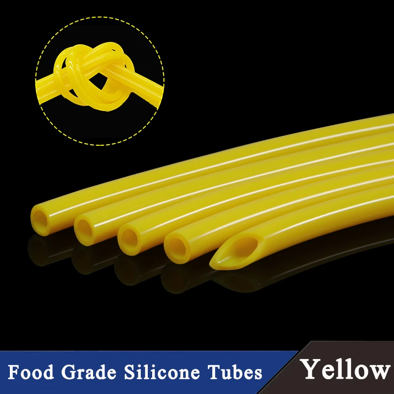 

1~10M Yellow Food Grade Silicone Tube Rubber Hose ID0.5~25mm Flexible Aquarium Air Irrigation Pipes Water Connector Garden Hoses