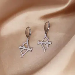Todorova Women Hoop Earrings Classic Cupid Bow and Arrow Archer Pendant Earrings Archery Charm Stainless Steel Jewelry