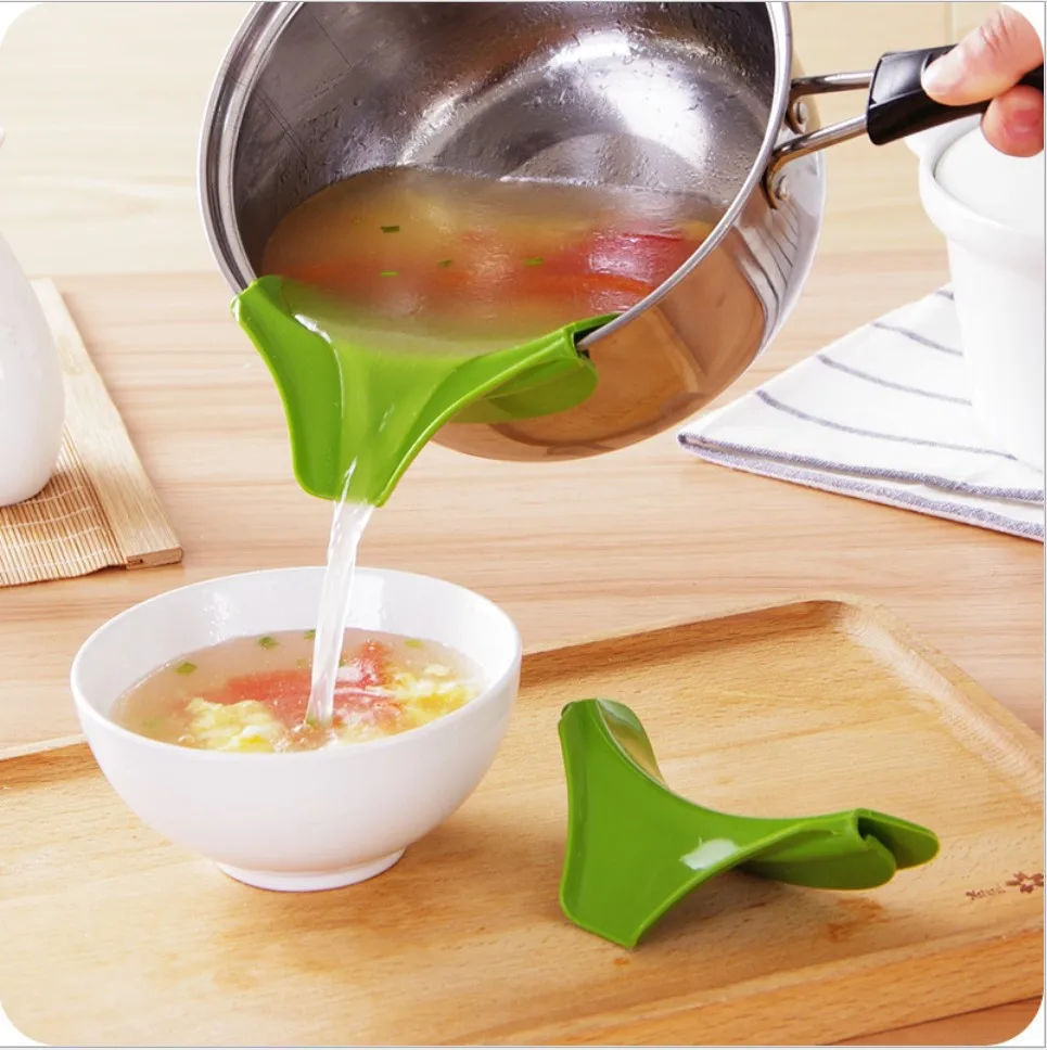 1/2PCS Kitchen Funnel,Creative Clip-on Silicone Strainer for Pots Pans And Bowls,Anti-Spill Liquid guide nozzle Kitchen Gadget