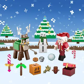 Nová hračka Mattel Minecraft Vánoční sada kalendářů objevů Panenky Herní figurky Hračka Modelová dekorace pokoje Na zakázku Dárkový poukaz pro chlapce 12 nejlepší prodej Adventní kalendář Minecraftu - №2