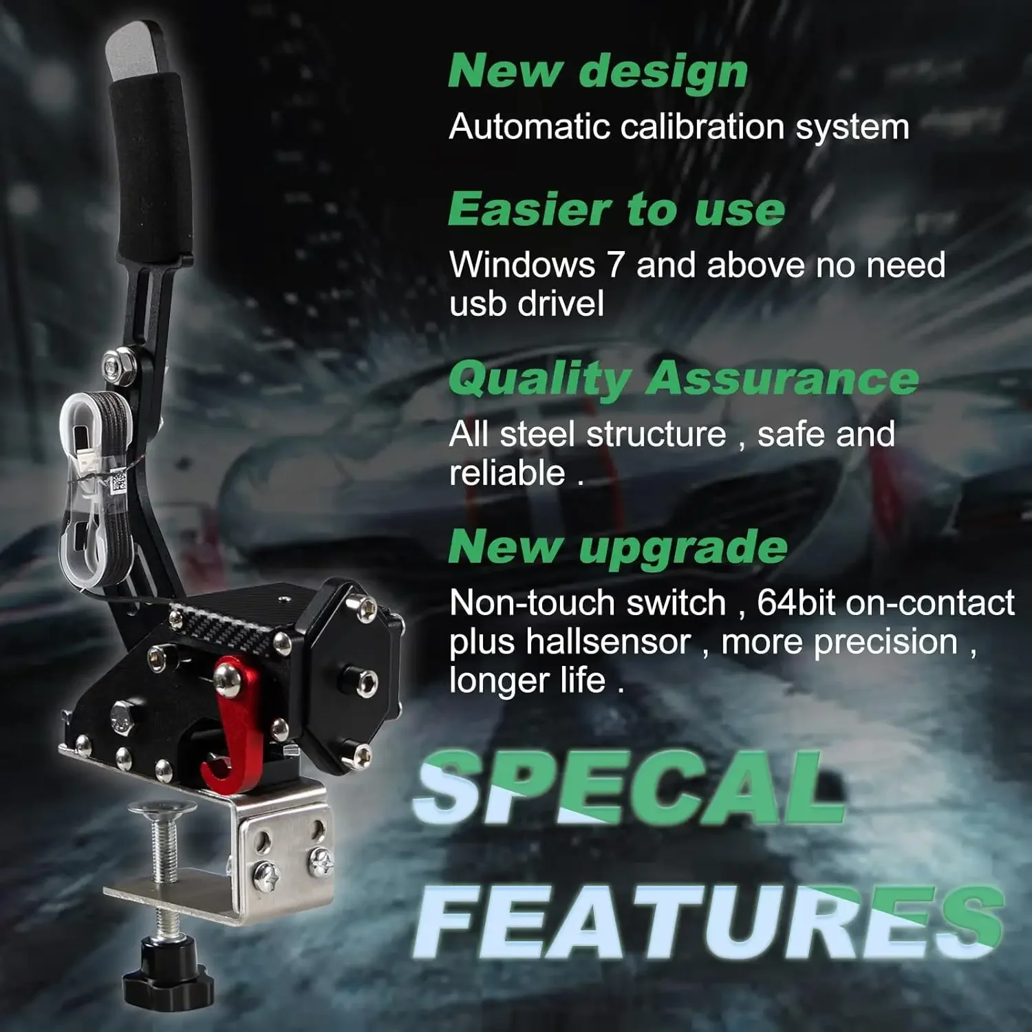 3-in-1-USB-Handbremse für PS4, PS5, unterstützt nur Logitech T300 + PC, alle Rennspiele