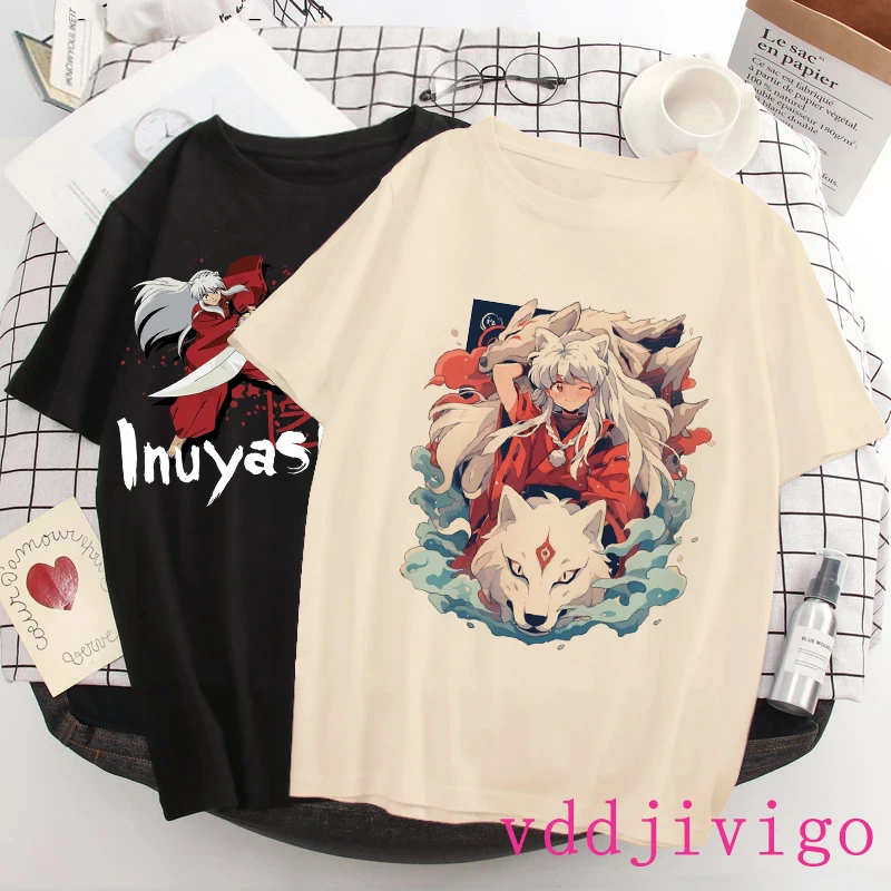 Inuyasha Mange Y2k T-Shirt Feudal Demon Korean Style Tshirts Sesshoumaru Higurashi Kagome T Shirt Anime Cartoon Hip Hop Tee Tops