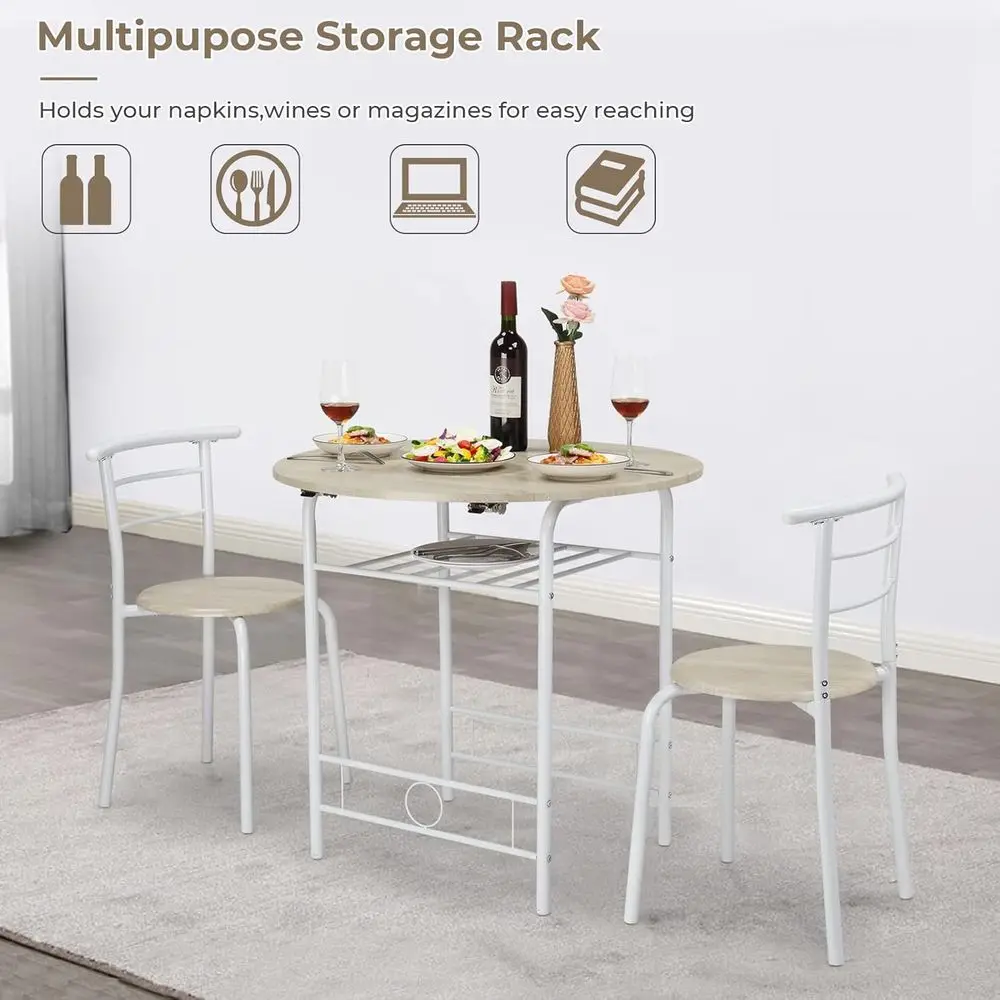 31.5 Drop Leaf Dining Set for Small Spaces - White Oak Finish
