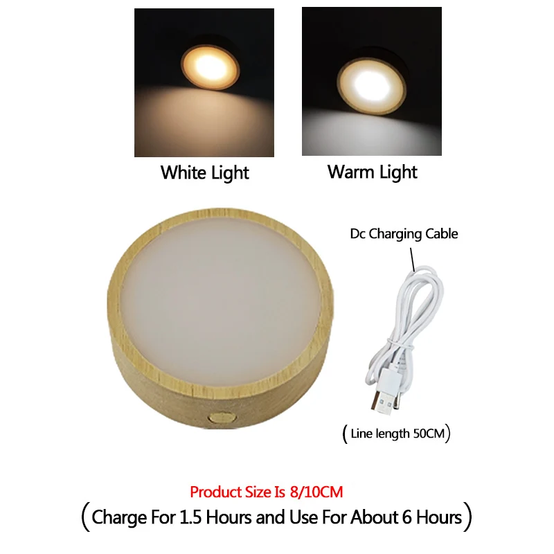 شحن لاسلكي خشب متين قاعدة مضيئة ضوء الليل اللمس LED كريستال زجاجة النبيذ خزان الأسماك كوستر قاعدة مصابيح مكتبية صغيرة