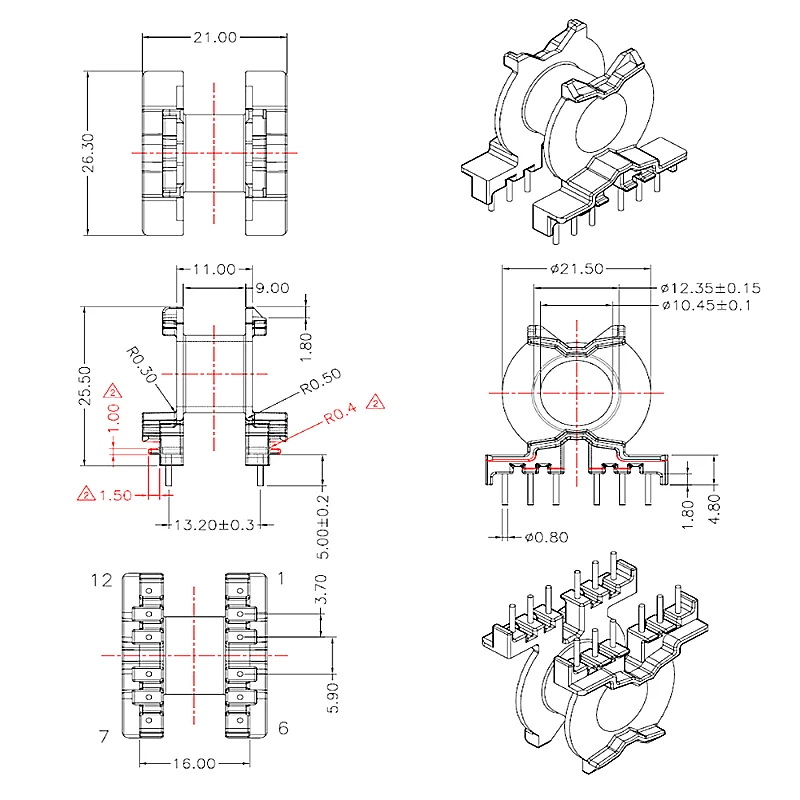 PQ2620 ferrite core PC44 material  and bobbin horzational 6+6 pin 10sets/lot