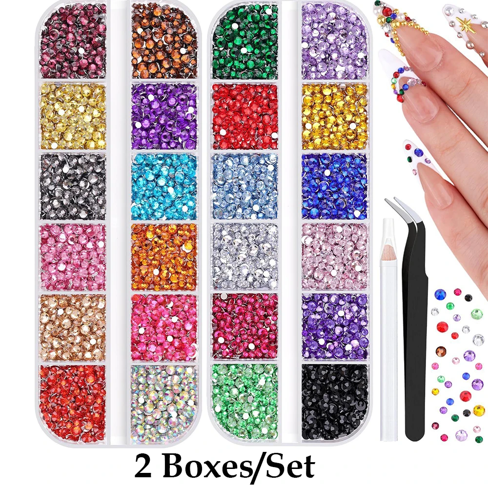 Kit de diamantes de imitación de resina multicolor de 2 mm, kit de cristales para manualidades, arte, decoración de uñas, fundas de teléfono, ropa y accesorios.