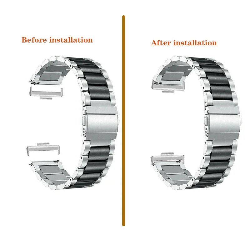 Connector+Strap Stainless Steel Band for Huawei Watch Fit4 pro Fit 4 3 / Fit 2 / Fit / Fit NEW SE / fit3 Metal Bracelet