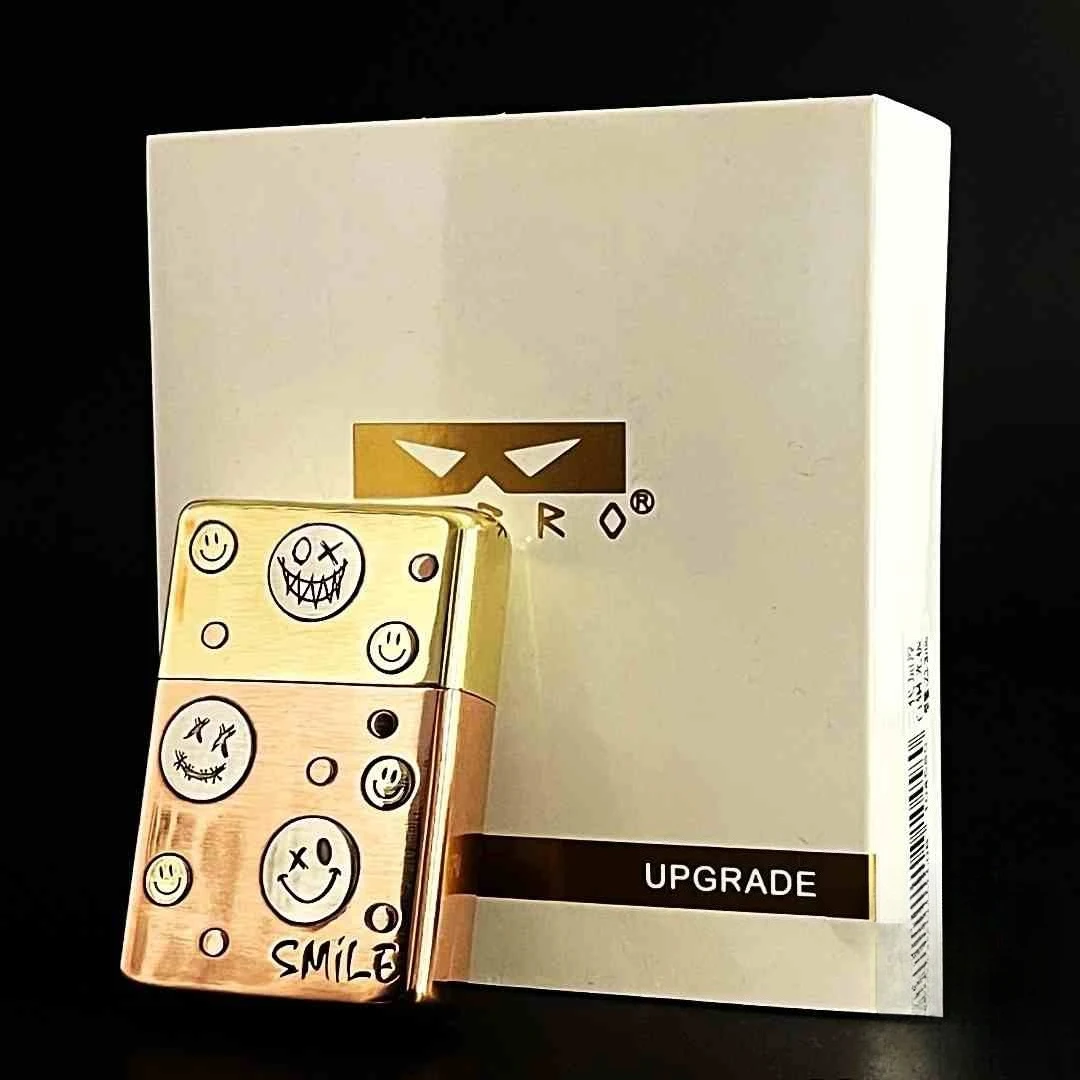 Authentic ZORRO Second-generation Kerosiene Lighter with Smiling Face and Limited Edition Double Armor, Thick Men's Gift