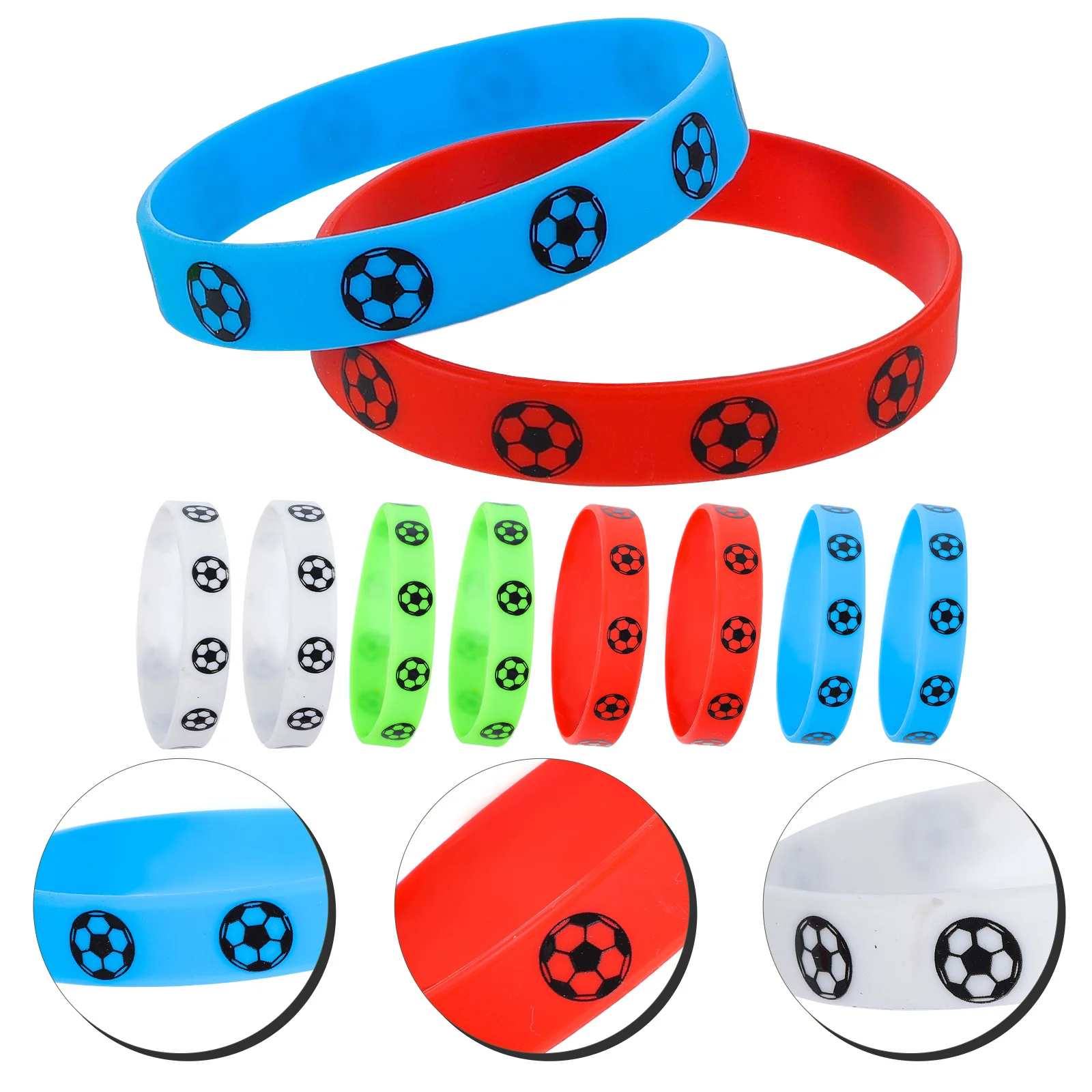 

8Pcs Football Wristbands Silicone Reusable Soft Stretch Soccer Bracelets Chic Sports Supply for Players Coaches Fans