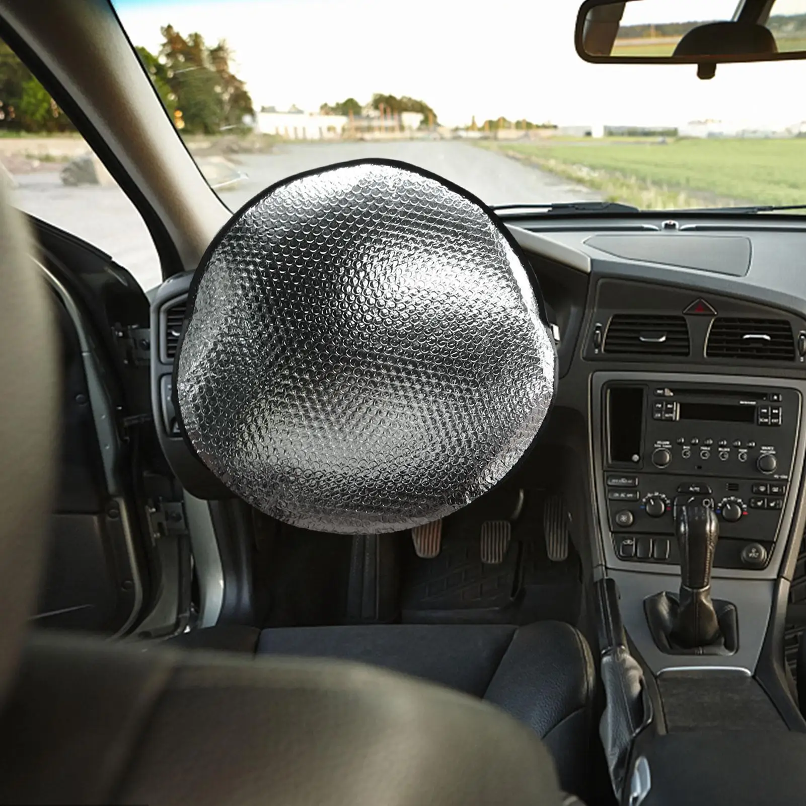 Car Steering Wheel Sun Cover Protective Cooling Heat Isolation Sunshade Sun Protection for SUVs Trucks Minivans Pickups Heat