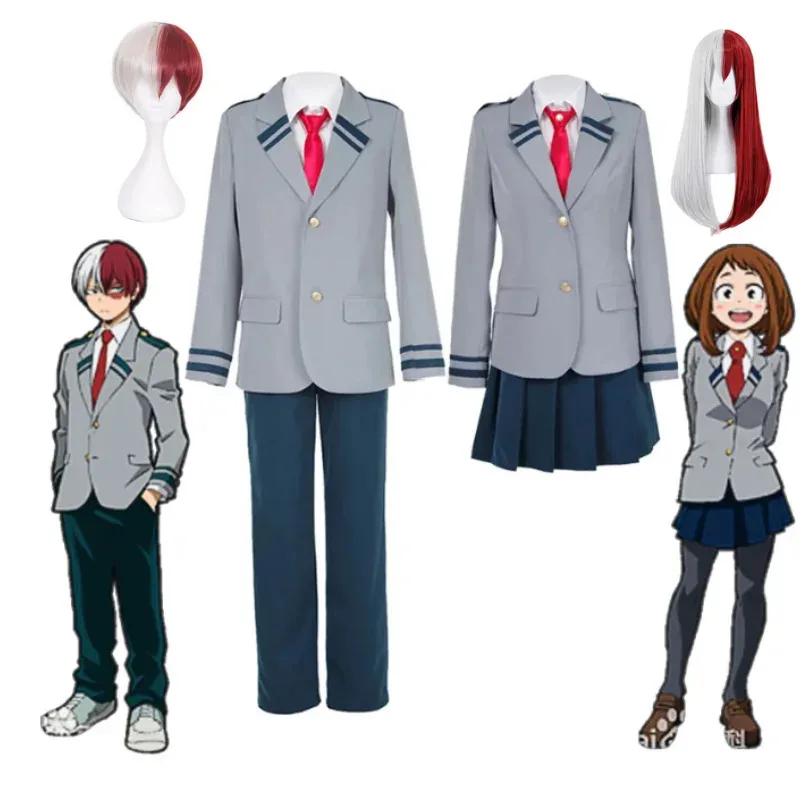 My Hero Academia Anime Midoriya Izuku Cosplay Costume Todoroki Shoto School Uniform Set Wig Suit Unisex Halloween Role Playa;2'k