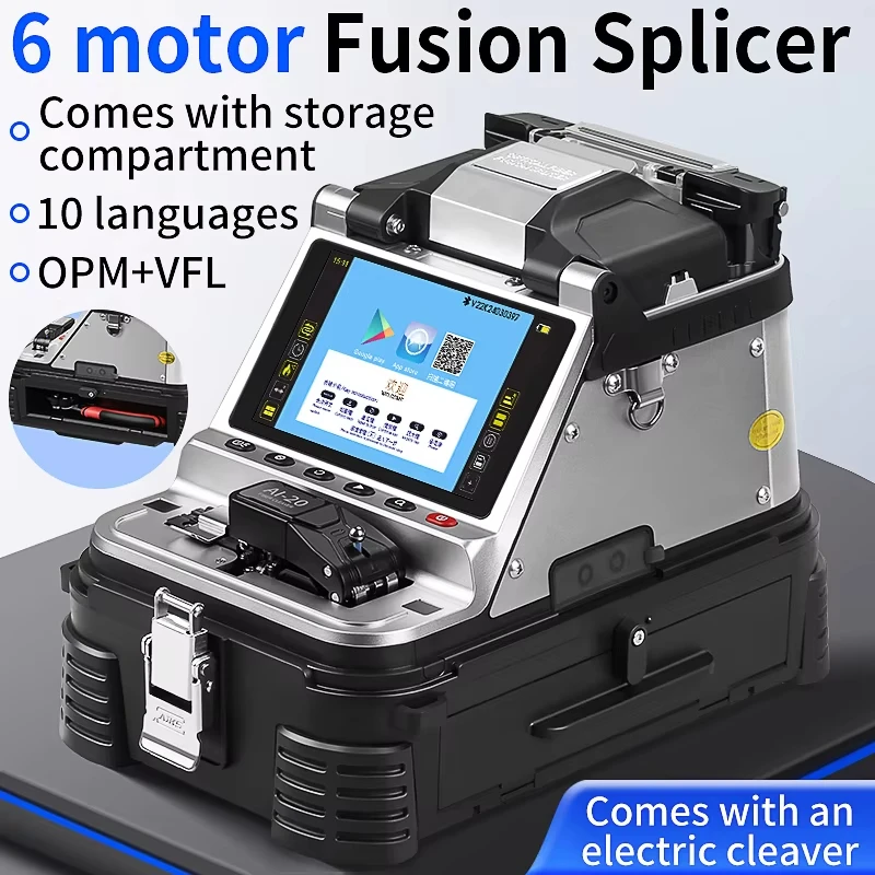 

COMPTYCO AI-20 optical fiber fusion splicer, 6-motor 10-language welding machine, 7800mAh battery welding equipment