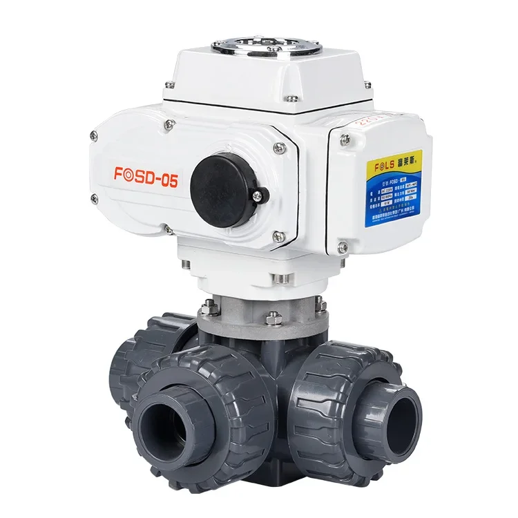 

On-off, modulating control 3 way electric ball valve DN15-DN50 PVC UPVC 3 way ball valve