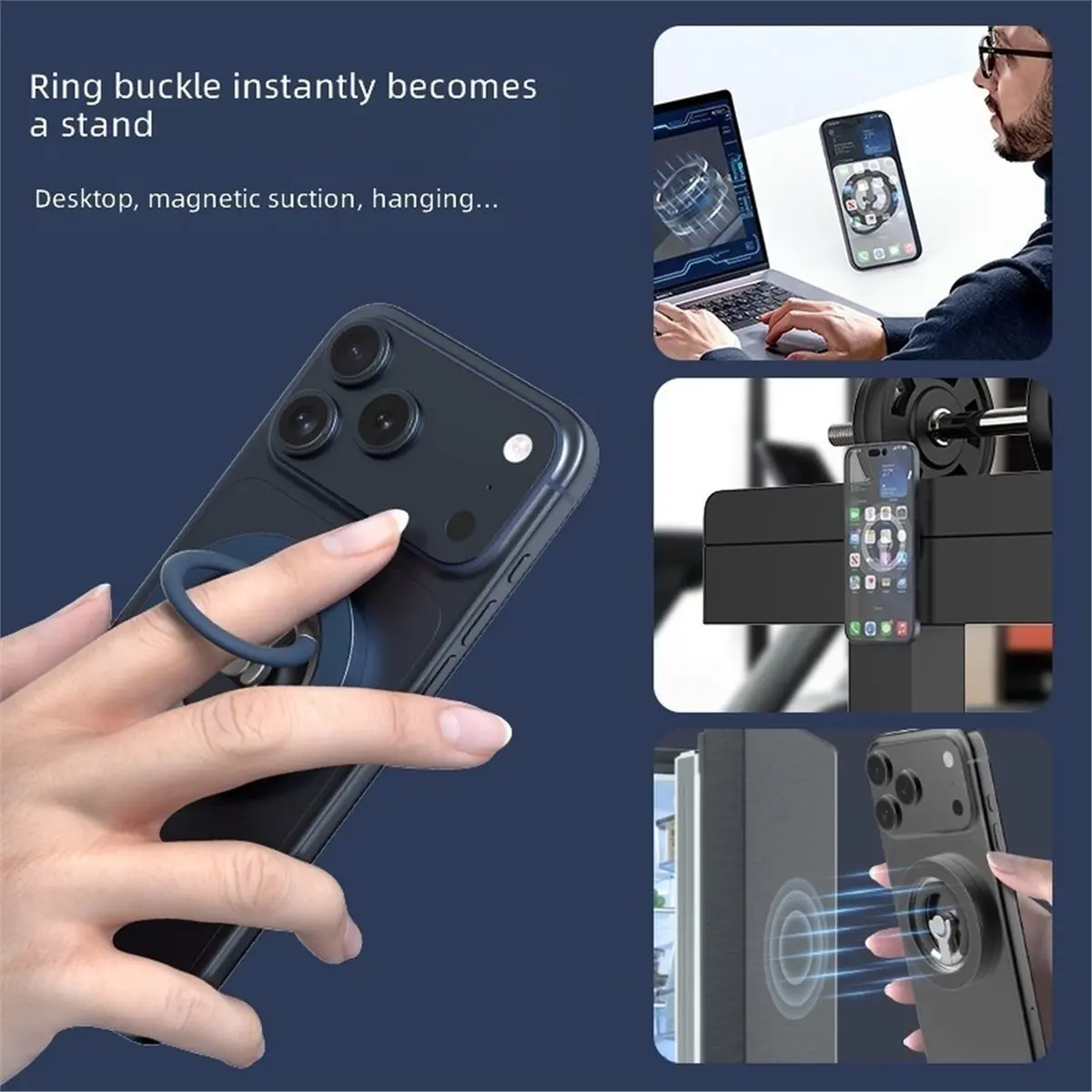 Double-Sided Magnetic Phone Holder for Folding Portable Finger Ring Bracket, Magnetic Phone Ring Holder, 1PC