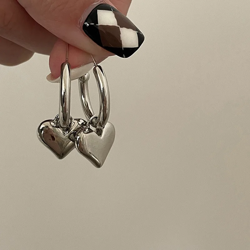 925 Sterling Silver Heart Drop Earrings For Woman Piercing Earrings Wedding Party Jewelry Prevent Allergies Jewellery