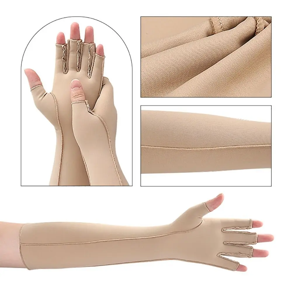 ユニバーサルフレキシブルアームコンプレッションスリーブ、伸縮性、通気性、ハンドリリーフグローブ、指なし、ソフト、リンパ浮腫