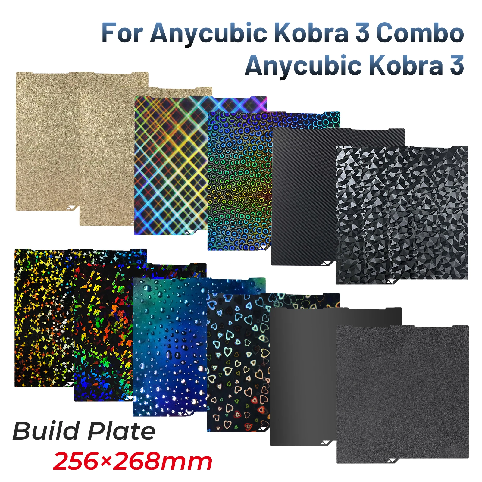 

Для Anycubic kobra 3, сборная пластина 256x268 мм, текстурированная пружинная стальная пластина Pei, гладкая питомец для Anycubic Kobra 3/3, комбинированная тепловая платформа