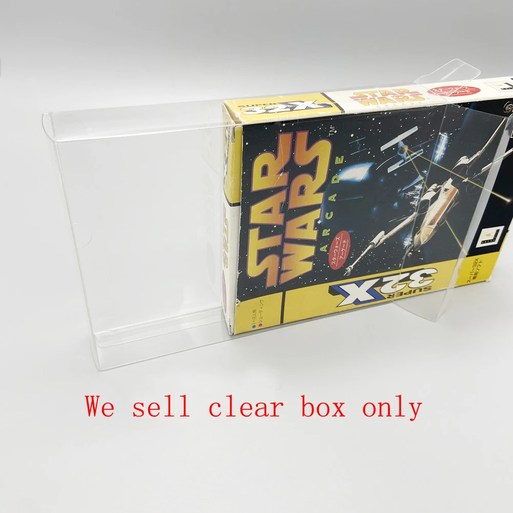 Transparent PET display box  for SEGA SUPER 32X game protection cover  protecive box